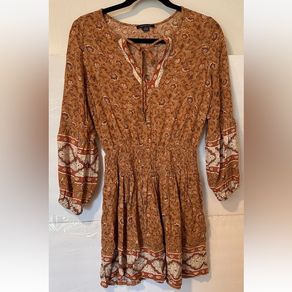 American Eagle Floral Boho Long Sleeve Peasant Dress Women’s Size Small